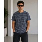 Antakya Yöresi Erkek Batik Desenli Tişört Bisiklet Yaka Kısa Kol Regular Fit T-Shirt - Füme