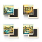 Antalya - 4'lü Memleket Seti - Baskılı Buzdolap Magneti Kare - 9x9 cm - 4 Adet