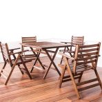 Antalya Ahşap Bahçe Takımı ( 80x140 Masa + 4 Sandalye) -Katlanır Balkon Set