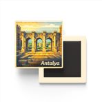 Antalya - Hadrian Kapısı - Baskılı Buzdolap Magneti Kare - 9x9 cm
