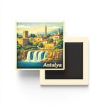Antalya - Kaleiçi - Baskılı Buzdolap Magneti Kare - 9x9 cm