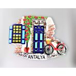 Antalya Polyester Kabartmalı Magnet 7 X 5,5 Cm Dekoratif Hediyelik Buzdolabı Süsü (Kod:1486)