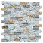 ANTALYA TAŞ MARKET Mix 3 Renk 2,3X4,8 Fileli Traverten Patlatma Taş Duvar Kaplaması Gerçek Doğal Taş - 23x48