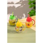 Antas Pipetli Cam Matara Suluk 370 ml Cute Çocuk Su Matarası (Yeşil) - Renkli
