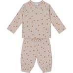 Antebies Bambu Bej Kır Çiçek Desenli Beli Lastikli Bağcıklı Uzun Kollu Kız Bebek Tshirt Eşofman Takımı - 0 - 3 Ay - Krem