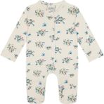 Antebies Bambu Sustainable Minik Çiçekler Desenli Çıtçıtlı Uzun Kollu Kız Bebek Patikli Tulum - Bej - 9 - 12 Ay