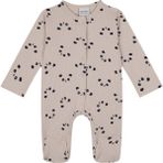 Antebies Bej Panda Desenli Bambu Kumaş Çıtçıtlı Uzun Kollu Erkek Kız Bebek Patikli Tulum - Krem - 12 - 18 Ay