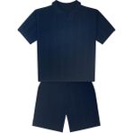 Antebies Lacivert Dokulu Kısa Kollu Tshirt Bağlamalı Şort Triko Erkek Çocuk Takım - 7 - 8 Yaş