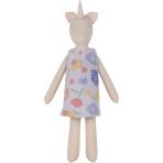 Antebies Lila Suluboya Çiçek Desen Elbiseli Bez Bebek Unicorn Kız Çocuk Oyuncak - Mor