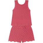 Antebies Narçiçeği Jakarlı,kolsuz Bluz,bağlamalı Şort, Triko Kız Çocuk Takım - Pembe - 3 - 4 Yaş
