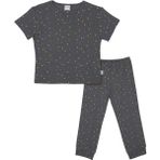 Antebies Organik Antrasit Puantiyeli Gece Işıkları Desenli Beli Lastikli Kısa Kollu Erkek Çocuk Pijama Takımı - Gri - 7 - 8 Yaş