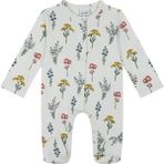 Antebies Organik Bej Botanik Bahçesi Çiçek Desenli Çıtçıtlı Uzun Kollu Kız Bebek Patikli Tulum - Krem - 9 - 12 Ay