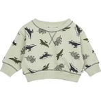 Antebies Organik Bej Dinazorların Macerası Desenli Manşetli Erkek Bebek Sweatshirt - 0 - 3 Ay - Yeşil
