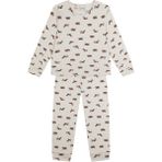 Antebies Organik Bej Rakun Desenli Beli Lastikli Uzun Kollu Erkek Çocuk Pijama Takımı - Kahve - 3 - 4 Yaş