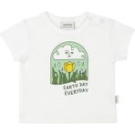 Antebies Organik Beyaz Earth Day Baskılı Kısa Kollu Kız Erkek Bebek Tshirt - 0 - 3 Ay