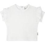 Antebies Organik Beyaz Jakarlı Fırfırlı Kısa Kollu Kız Bebek Tshirt - 12 - 18 Ay