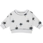 Antebies Organik Beyaz Palmiye Desenli Manşetli Erkek Bebek Sweatshirt - 3 - 6 Ay