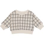 Antebies Organik Gots Sertifikalı Bej Grid Desenli Uzun Kollu Manşetli Erkek Bebek Sweatshirt - 6 - 9 Ay