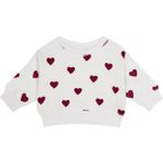 Antebies Organik Gots Sertifikalı Kırmızı Kalp Desenli Uzun Kollu Manşetli Kız Bebek Sweatshirt - 6 - 9 Ay