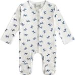 Antebies Organik Gots Sertifikalı Mavi Kurdele Jakar Arkadan Çıtçıtlı Uzun Kollu Kız Bebek Patikli Tulum - 6 - 9 Ay