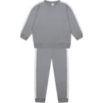 Antebies Organik Gri Beyaz Kontrast Lastikli Bağcıklı Uzun Kollu Kız Çocuk Sweatshirt Eşofman Takımı - 2 Yaş
