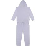 Antebies Organik Lila Kadife Beli Lastikli Bağcıklı Cepli Kapüşonlu Uzun Kollu Kız Çocuk Sweatshirt Eşofman Takımı - 7 - 8 Yaş - Mor