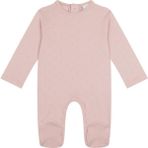 Antebies Organik Pembe Kalp Jakarlı Çıtçıtlı Uzun Kollu Kız Bebek Patikli Tulum - 3 - 6 Ay