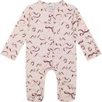 Antebies Organik Pembe Kurdele Desenli Çıtçıtlı Uzun Kollu Kız Bebek Patikli Tulum - 12 - 18 Ay
