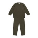 Antebies Pusula Nakışlı Haki Balıksırtı Kazak ve Pantolon S, Erkek
