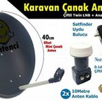 Antenci 40 CM Karavan Çanak Anten Seti + Analog Uydu Bulucu + Next Çiftli LNB
