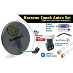 Antenci 40cm Delikli Karavan Çanak Anten Seti Çiftli LNB +Digital Uydu Bulucu
