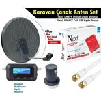 Antenci 40cm Delikli Karavan Çanak Anten Seti +Next HD Uydu Alıcısı + Divisat Dijital Uydu Bulucu