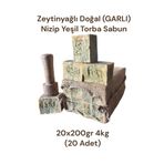 ANTEPLİHANI Zeytinyağlı Doğal (GARLI) Prina Nizip Yeşil Torba Sabun 20x200gr 4kg (20 ADET)