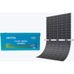 Antfea 12.8V 300AH Abs Lityum Akü Akıllı Ekran Bluetooth Lifepo4 + Antfea 350W Esnek Güneş Paneli