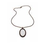 Antik Bakır Oval Kolye Aparatı Zincirli 3,5x4,5 cm Epoksi Takı Yapımı