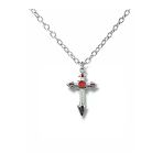 Antik Eskitme Red Dot Haç Figürlü Unisex Kolye – 60 Cm Zincirli, Metal Gotik Ve Vintage Takı