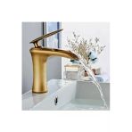 Antik Gold Lavabo Bataryası Şelale Musluk Mat Gold Doğal Akışlı Lavabo Musluğu