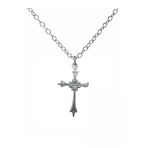 Antik İşlemeli Haç Figürlü Unisex Kolye – 60 Cm Zincirli, Vintage & Gotik Metal Takı