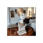 Antik Mısır’ın İkonu Nefertiti Büst Heykeli Tarihi Tema Dekoratif Obje Biblo Hediye Eşya Dekorasyon Beyaz & Altın 10 x 15