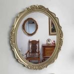 Antik Oval Duvar Aynası 28"x23" Amerikan Vintage Tarzı Çiftlik Evi Geleneksel Eskitme Dekoratif Banyo/Oturma Odası/Şömine/Giriş/Makyaj Masası İçin (Siyah) (Şampanya 72 * 59cm)