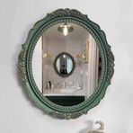 Antik Oval Duvar Aynası 28"x23" Amerikan Vintage Tarzı Çiftlik Evi Geleneksel Eskitme Dekoratif Banyo/Oturma Odası/Şömine/Giriş/Makyaj Masası İçin (Siyah) (Yeşil 72 * 59cm)