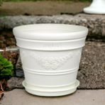 Antik Papatya Desenli Beyaz Saksı 12 Litre