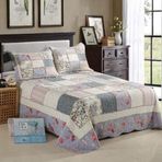 Antik Şık Patchwork Yatak Örtüsü 230 x 250 cm, 2 Yastık Kılıflı, Kapitone Pamuklu Battaniye, Yıkanabilir Örtü, Vintage Stil Yatak Seti