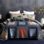Antik Şık Patchwork Yorgan 230 x 250 cm, 2 Yastık Kılıflı, Pamuklu Yıkanabilir Nevresim, Ters Çevrilebilir Yatak Örtüsü, Rahat Yatak Örtüsü, Ev Dekoru için Yama İşi Tasarımı