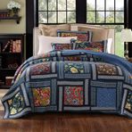 Antik Şık Patchwork Yorgan 230 x 250 cm, 2 Yastık Kılıflı, Pamuklu Yıkanabilir Yatak Örtüsü, Kapitone Örtü, Rahat Ev Dekoru, Hafif Yatak Örtüsü