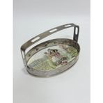 Antika Gümüş Kaplama Porselen Tabanlı Tepsi 23x11cm