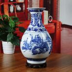 Antika Mavi ve Beyaz Porselen Çiçek Vazosu Seramik Vazolar Ev Dekoru Masa Orta Parçaları Vazo Seramik Masa Üstü Vazo-d D20cmxh35cm,E-D20cmxH35cm,E-D20cmxH35cm