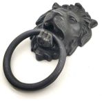 Antika Tarz Dekoratif Pirinç Aslan Kapı Tokmağı, Taktak - 102X130 Mm, Oksit - 001-Renkli - 1 Adet