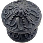 Antika Tarz Dekoratif Pirinç Çiçekli Kapı Tokmağı - 80 mm Çap, Oksit - 001-Renkli - 1 Adet