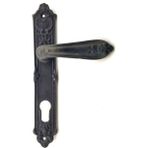 Antika Tarz Dekoratif Pirinç Çiçekli Oda Kapı Kolu - 240X40 Mm, Oksit - 240 x 40 mm